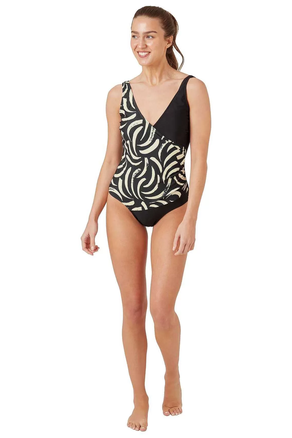 Oyster Bay Monochrome Wrap Swimsuit Cheap