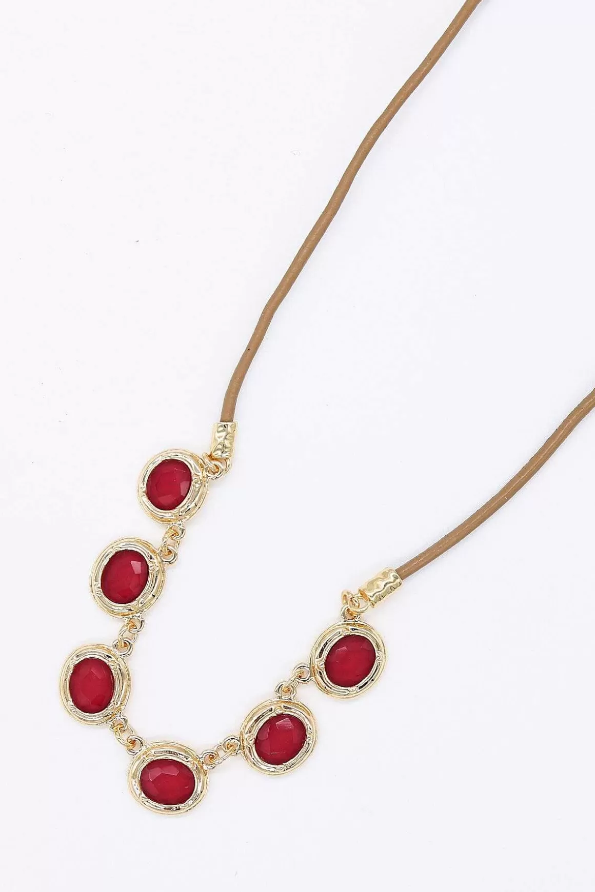 Joularie Multi Stone Necklace In Red Store