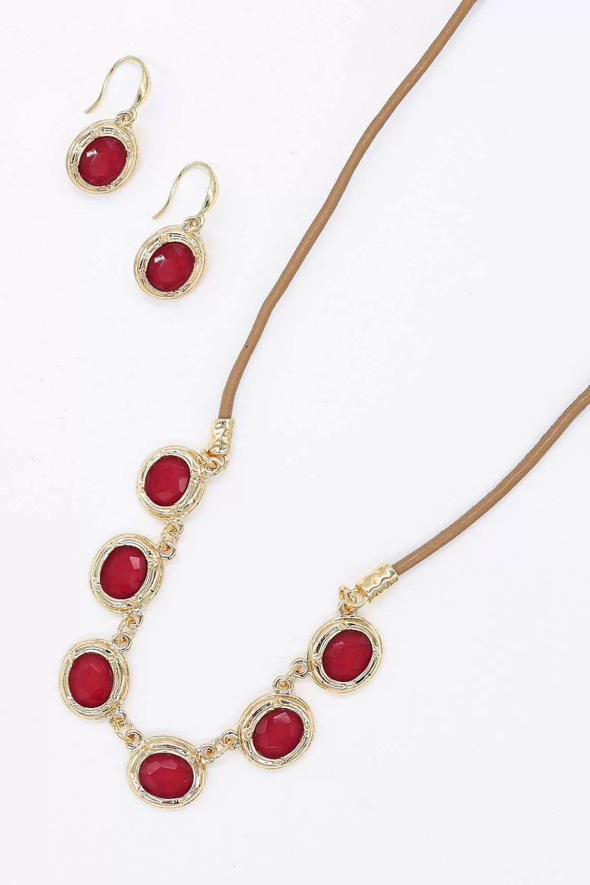 Joularie Multi Stone Necklace In Red Store