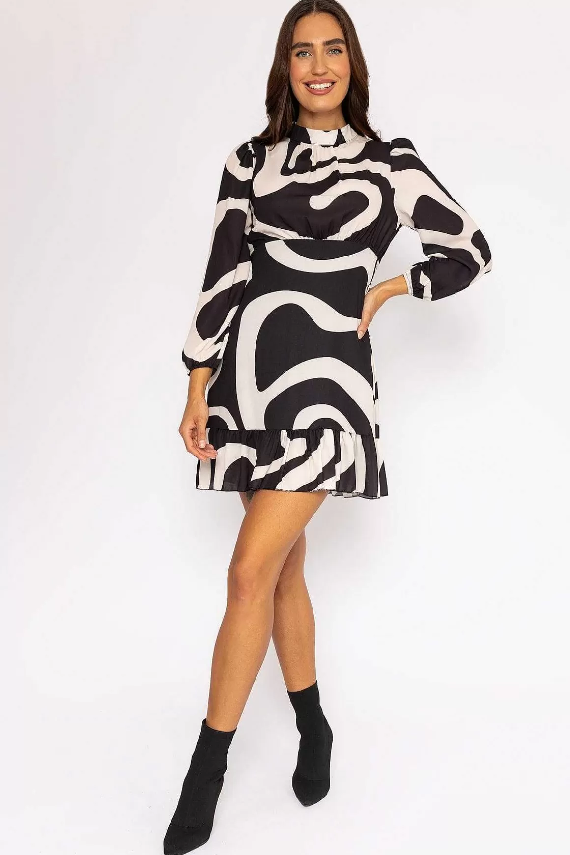 Pala D'oro Nadia Mini Dress In Black Print Best