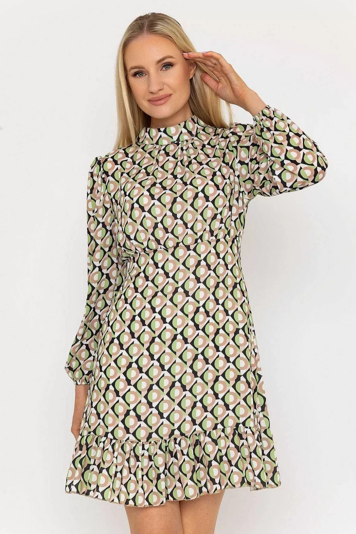 Pala D'oro Nadia Mini Dress In Khaki Print Best Sale