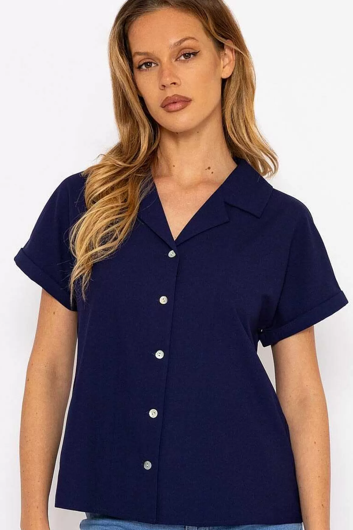 Rowen Avenue Navy Camp Collar Shirt Store