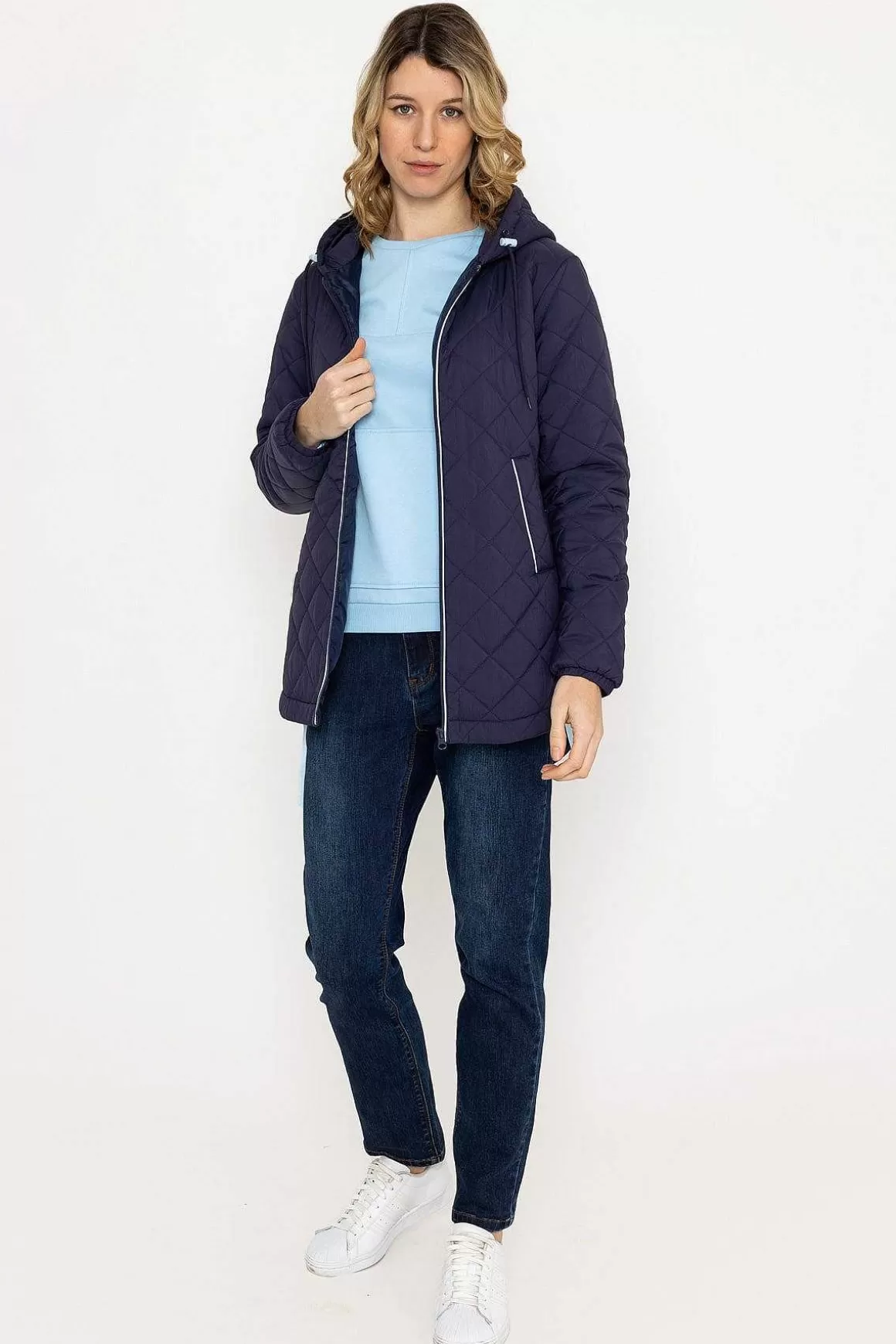 Kelly & Grace Weekend Navy Lightweight Quilted Coat Shop