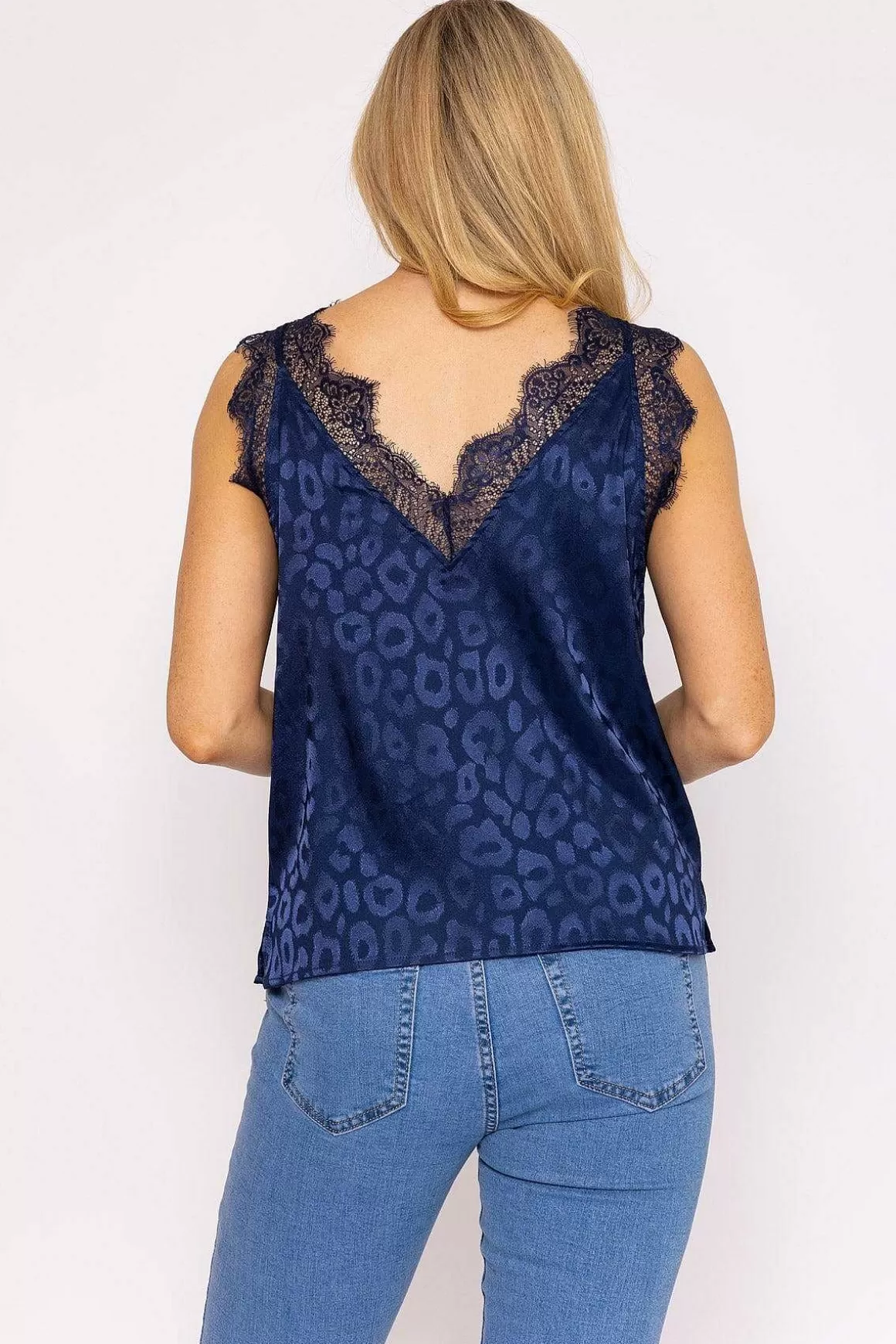 Rowen Avenue Navy Satin Jacquard Cami Clearance