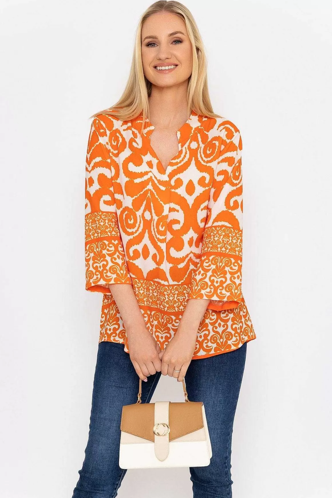 Pala D'oro Olivia Top In Orange Print Online