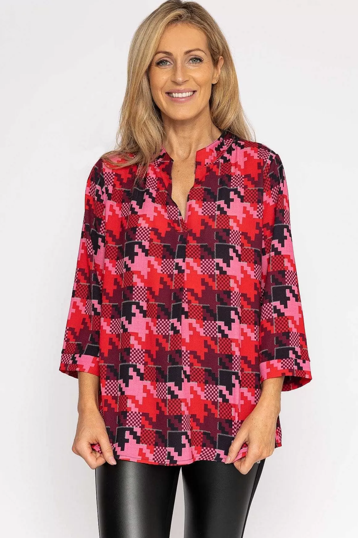 Pala D'oro Olivia Top In Red Print Shop