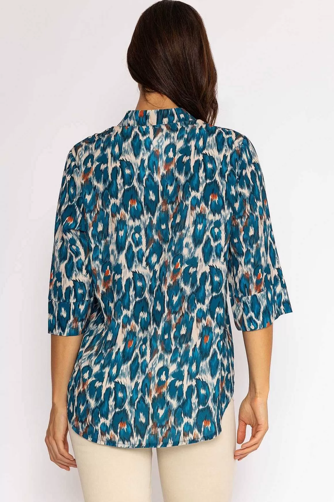 Pala D'oro Olivia Top In Teal Print Hot