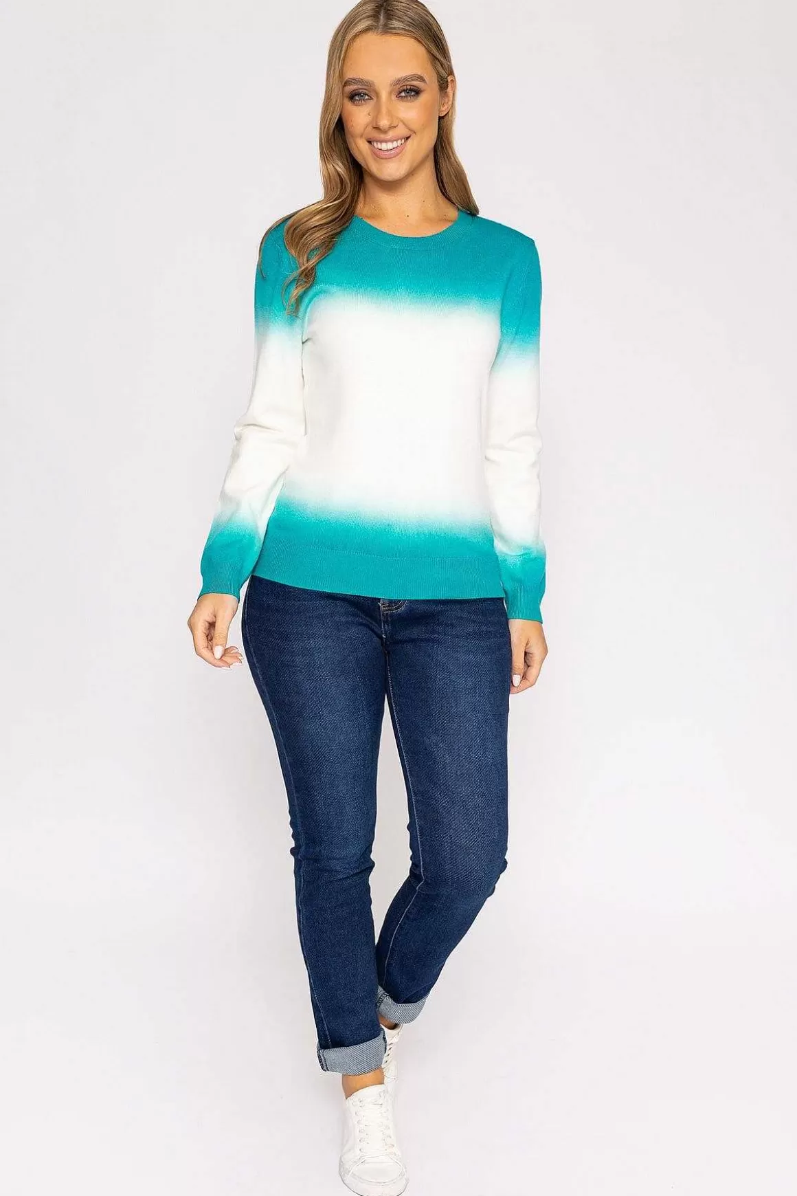 Kelly & Grace Weekend Ombre Crew Neck In Green Hot