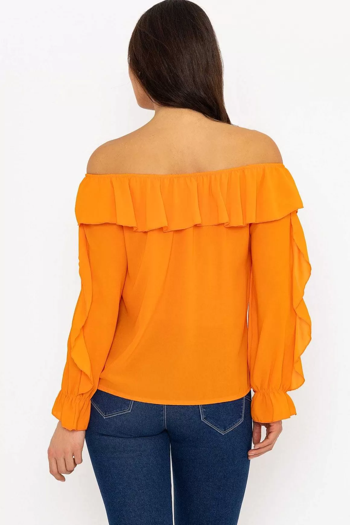 Pala D'oro Orange Bardot Frill Top Best