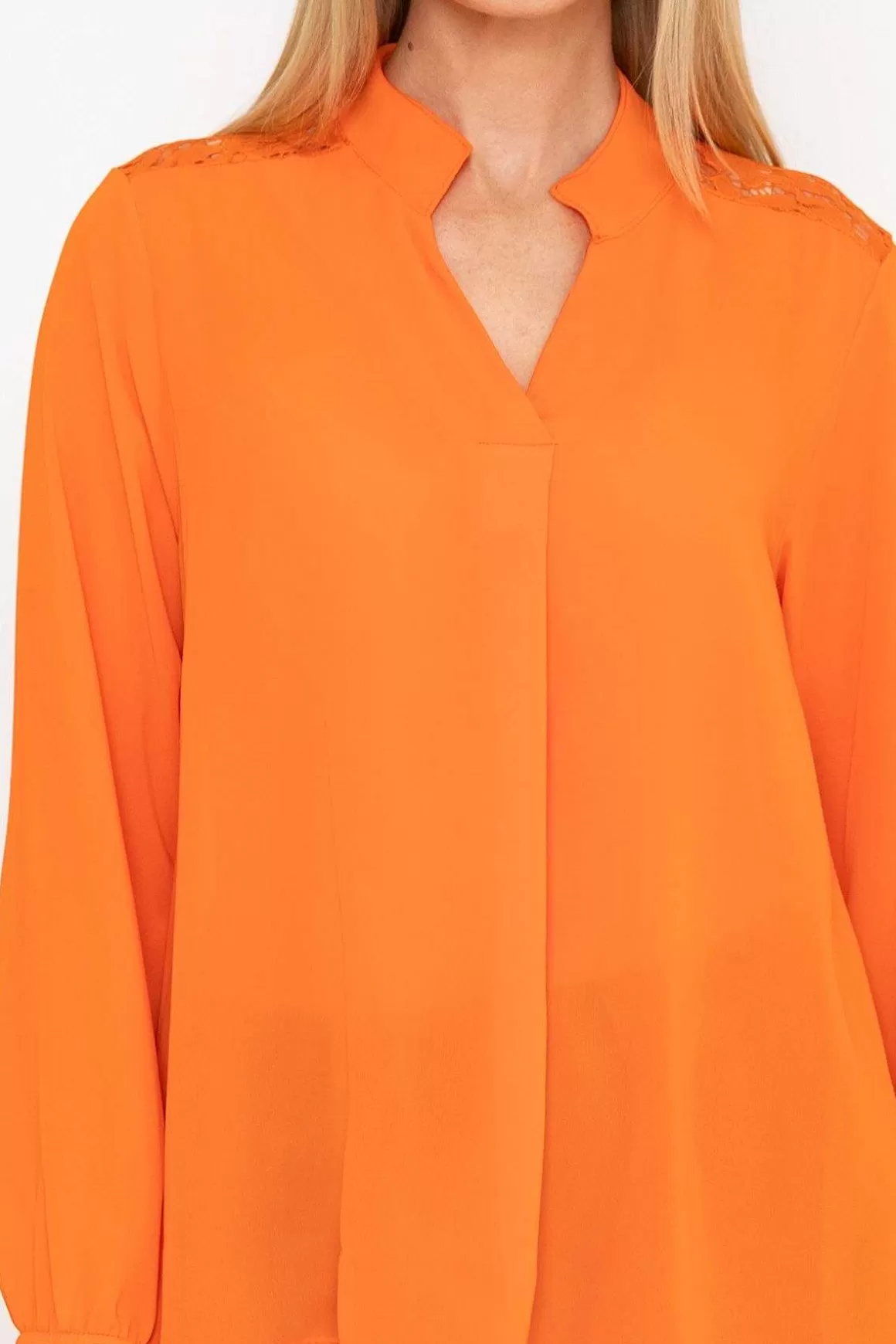 Pala D'oro Orange Lace Back Blouse New