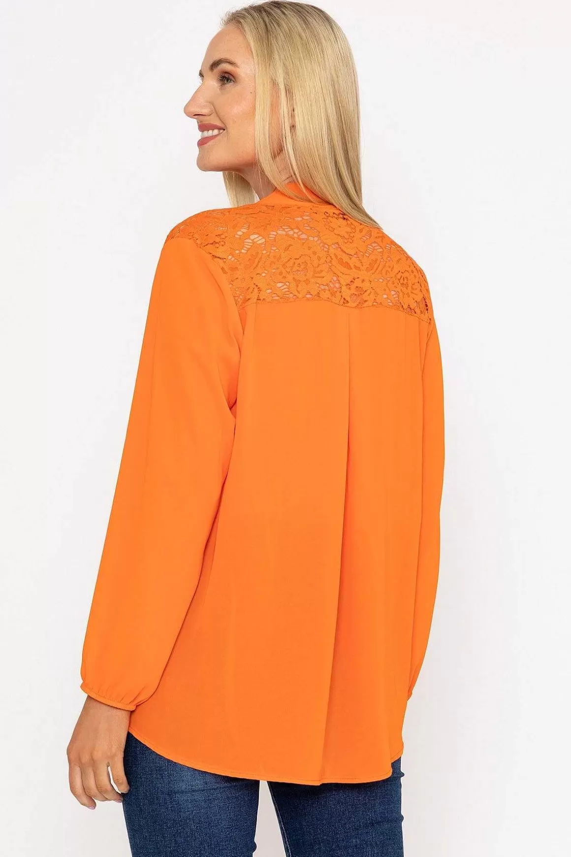 Pala D'oro Orange Lace Back Blouse New