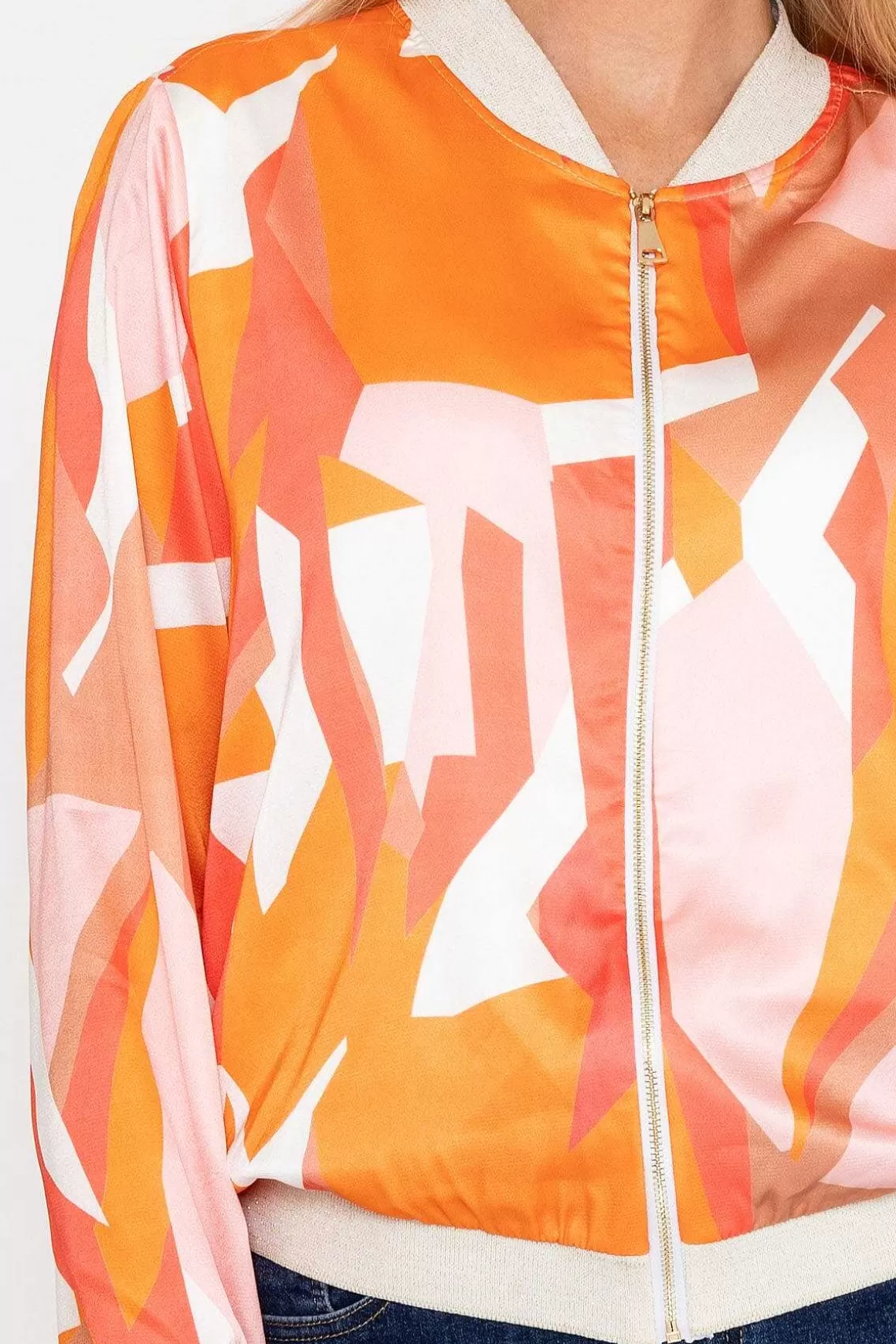 Pala D'oro Orange Printed Bomber Jacket Outlet