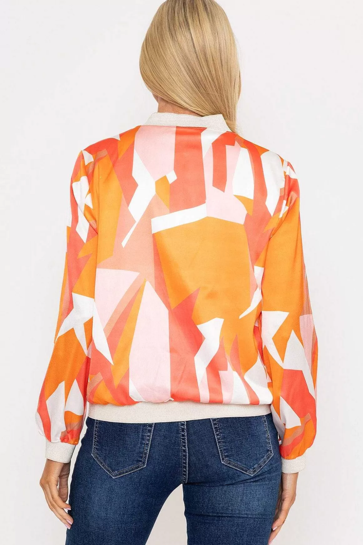 Pala D'oro Orange Printed Bomber Jacket Outlet