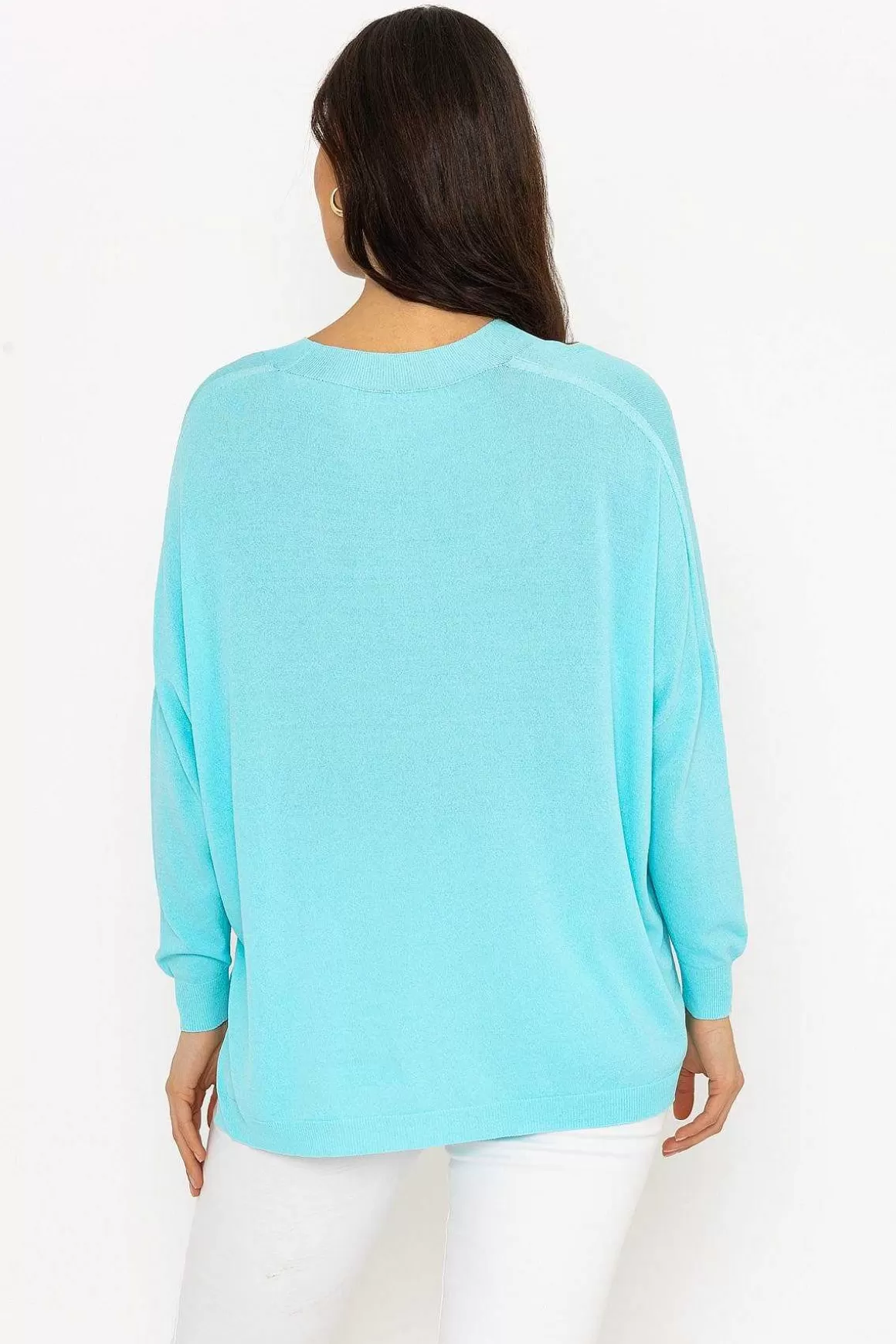 Pala D'oro Oversized V-Neck Jumper In Blue Outlet