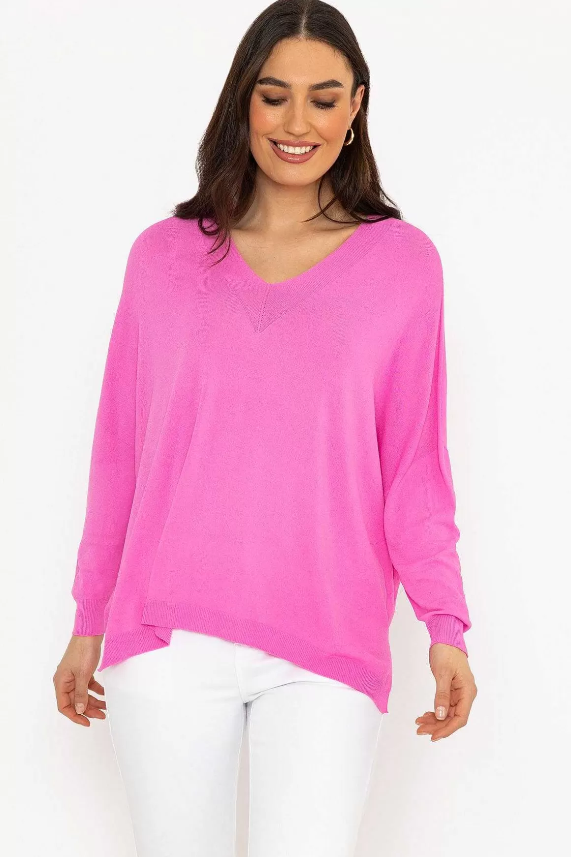 Pala D'oro Oversized V-Neck Jumper In Pink Shop