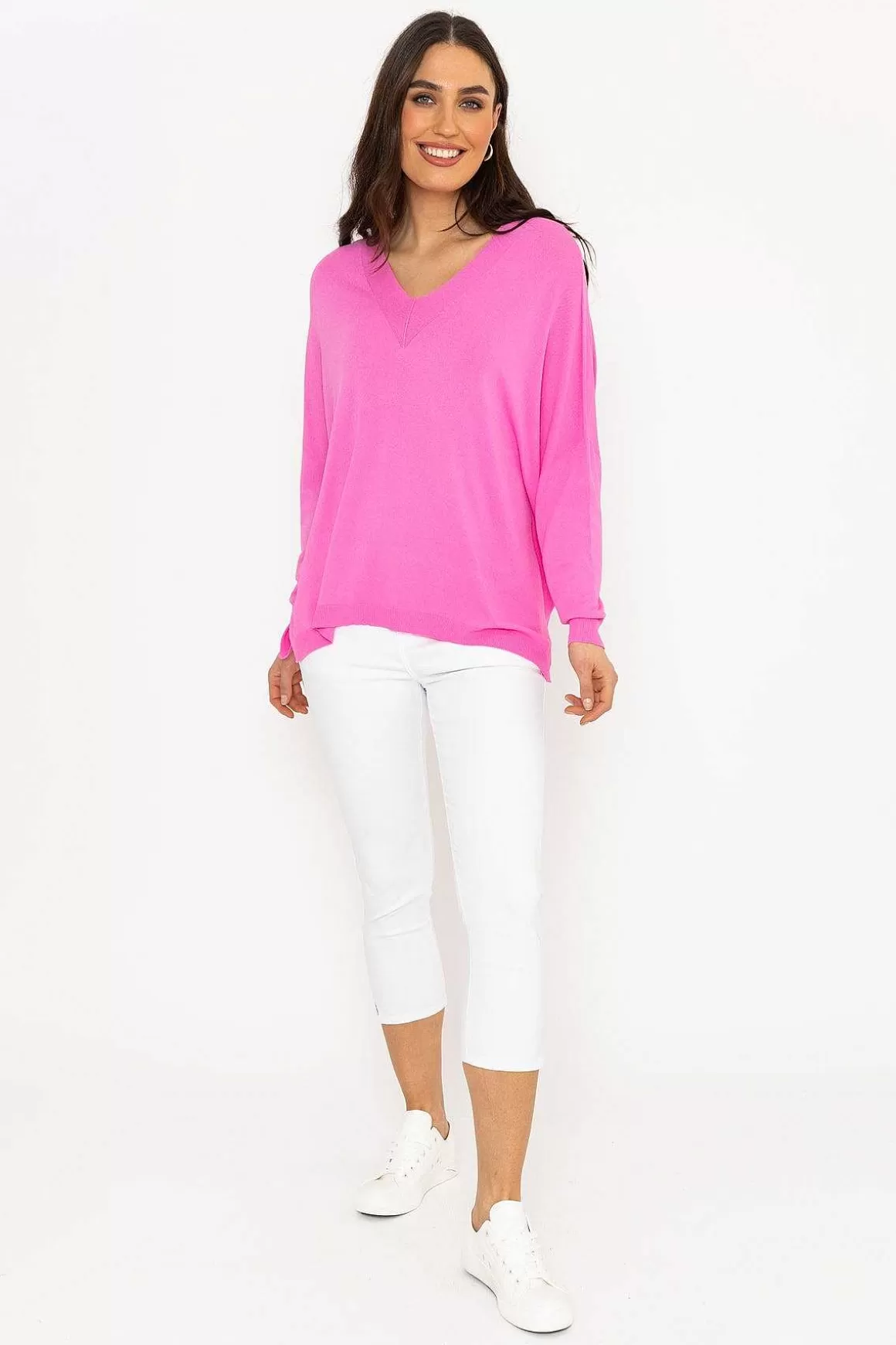 Pala D'oro Oversized V-Neck Jumper In Pink Shop