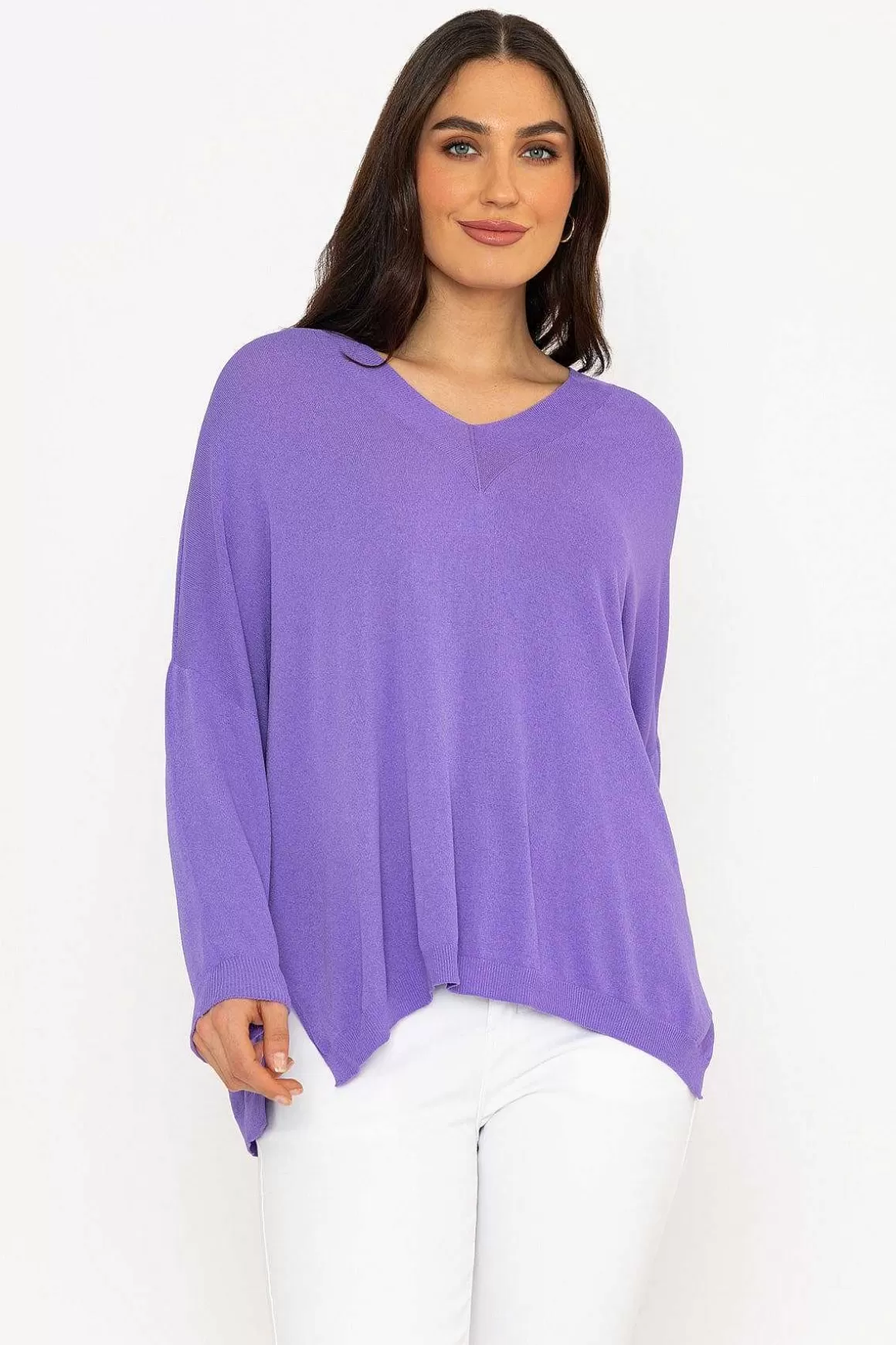 Pala D'oro Oversized V-Neck Jumper In Purple Flash Sale