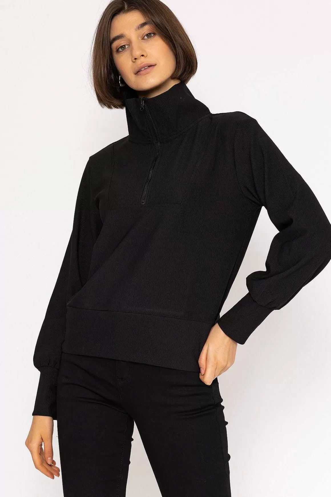 Vero Moda Oversized Zip Sweat Top In Black Sale