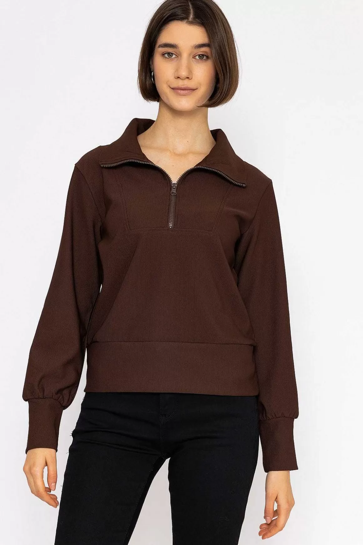 Vero Moda Oversized Zip Sweat Top In Coffee Cheap