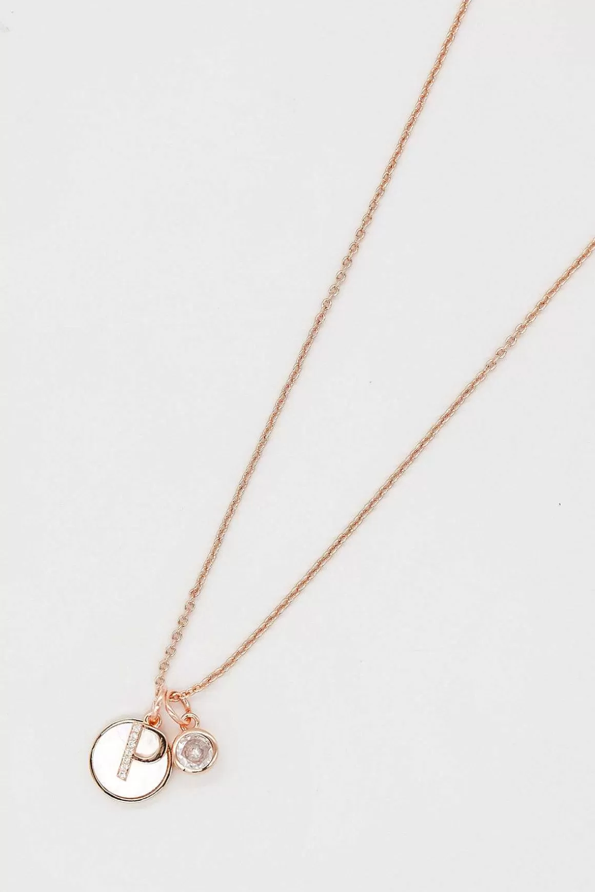 Cherish P Initial Necklace In Rose Gold Flash Sale