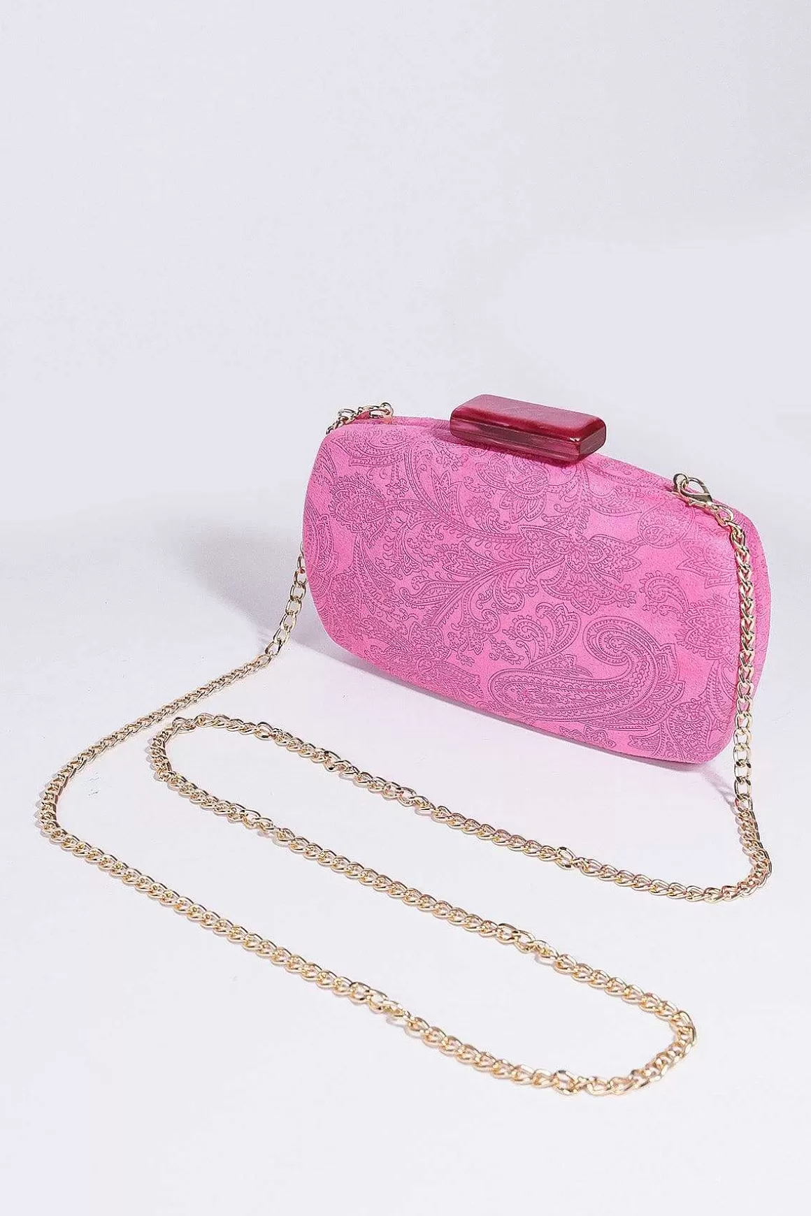 SOUL Accessories Paisley Fabric Clutch In Pink Sale