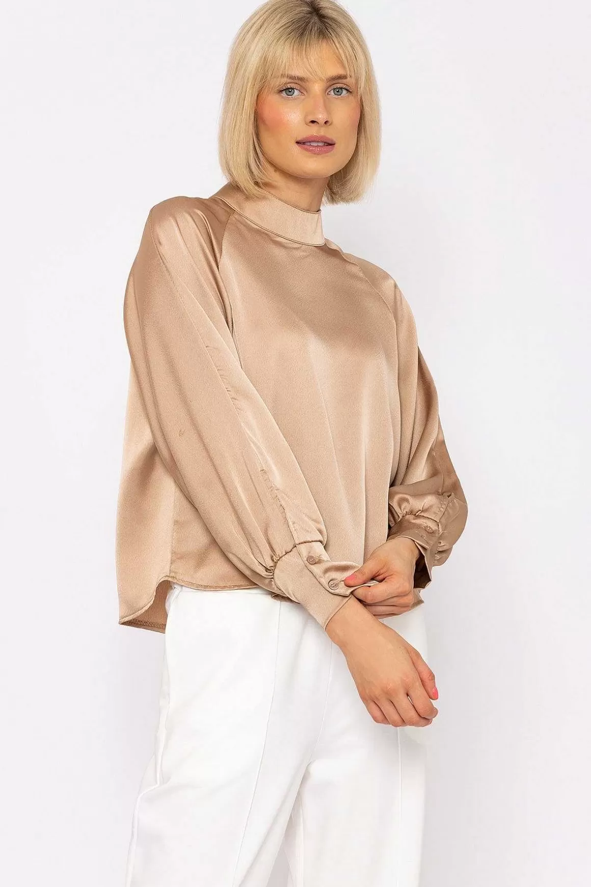 Pala D'oro Pandora Sateen Top In Beige Cheap