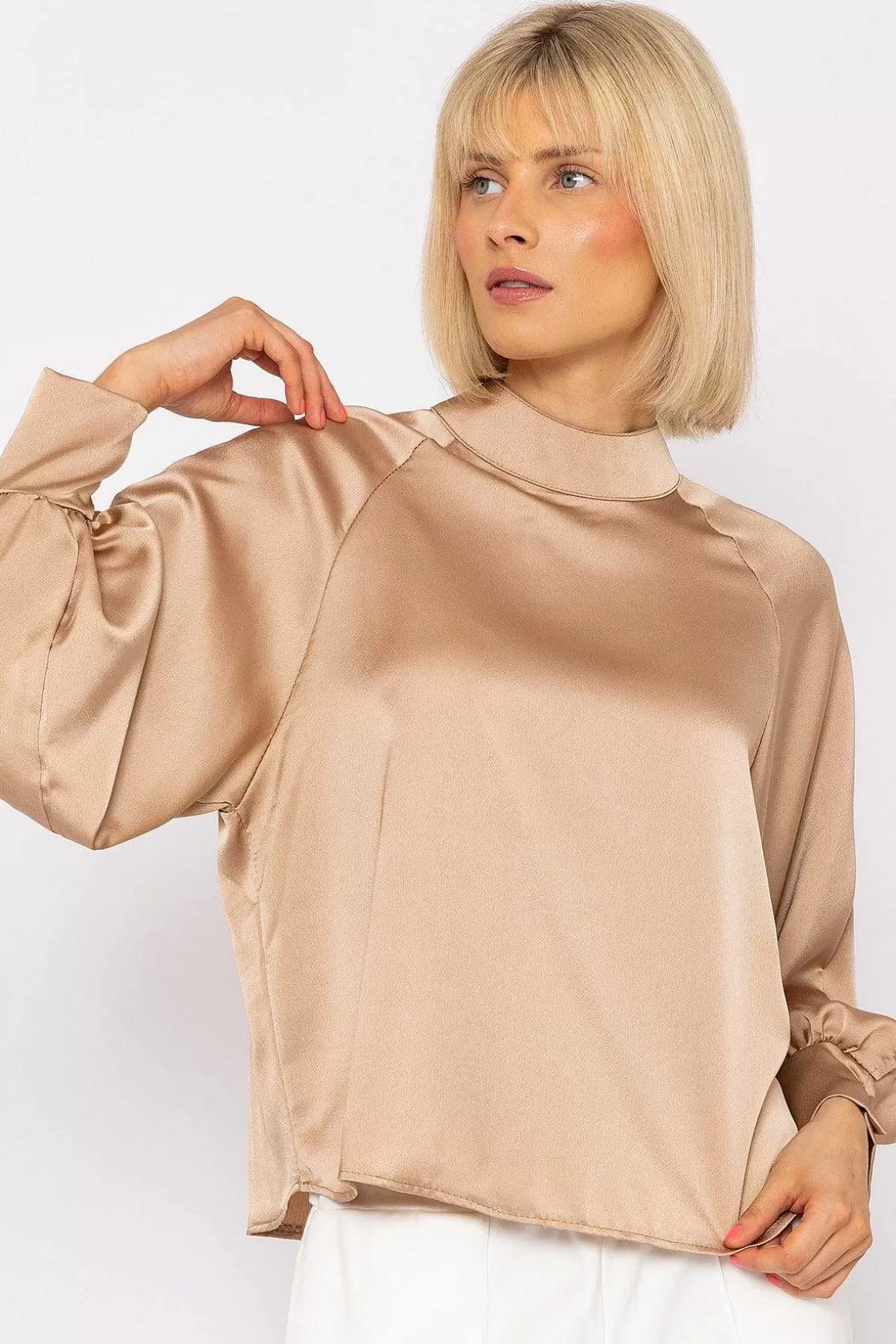 Pala D'oro Pandora Sateen Top In Beige Cheap