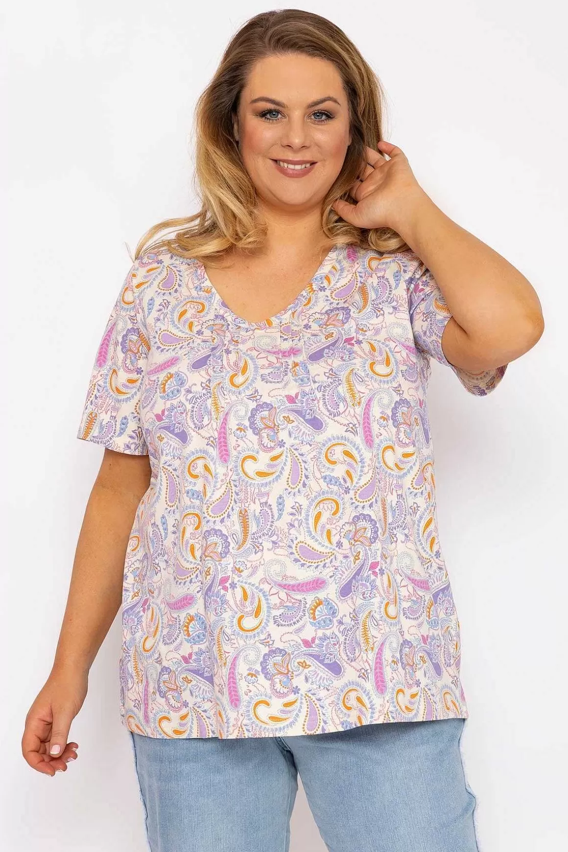 Ulla Popken Pastel Paisley Print Top In Multi Cheap