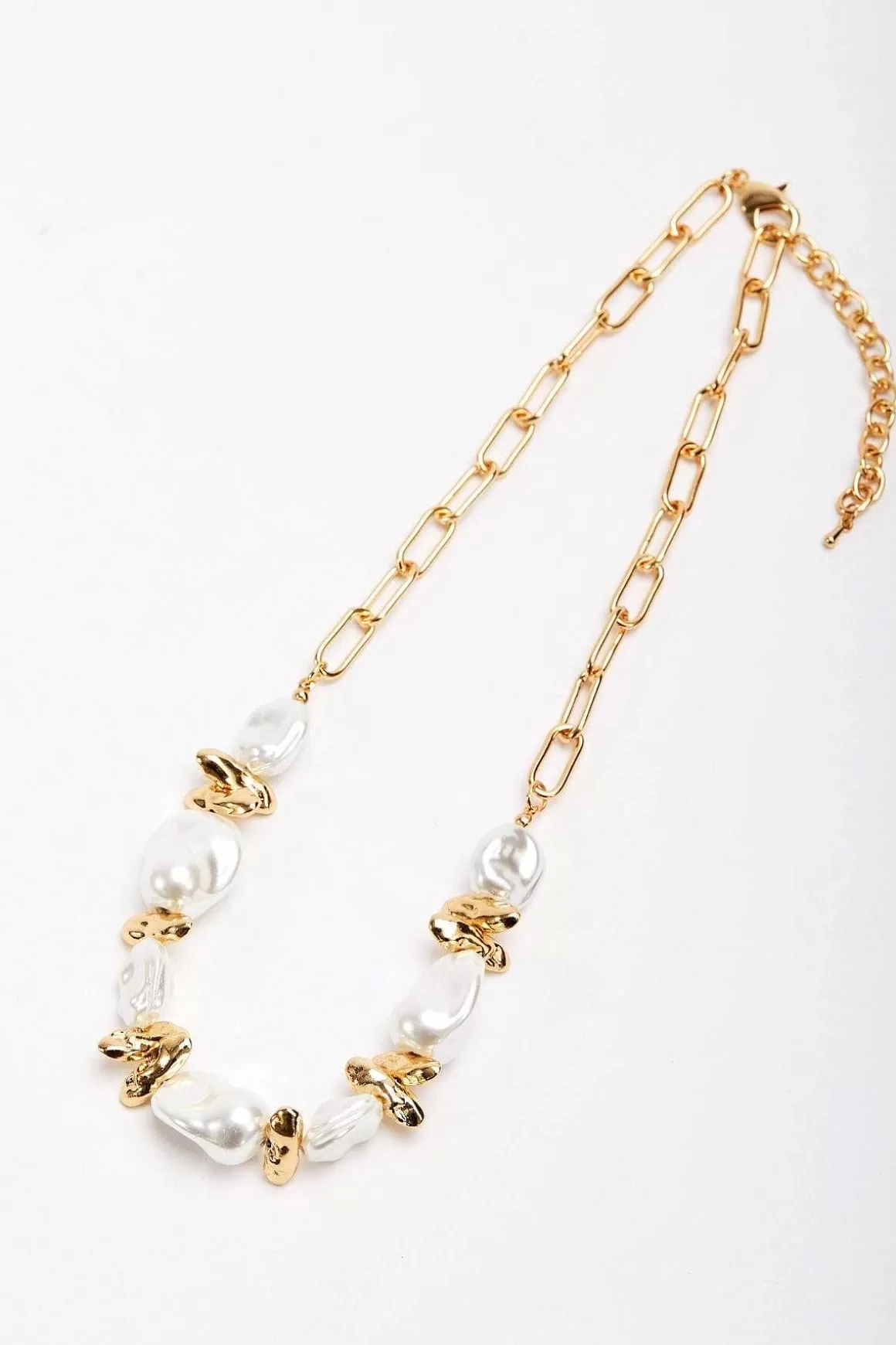 Joularie Pearl And Gold Beaded Necklace Fashion