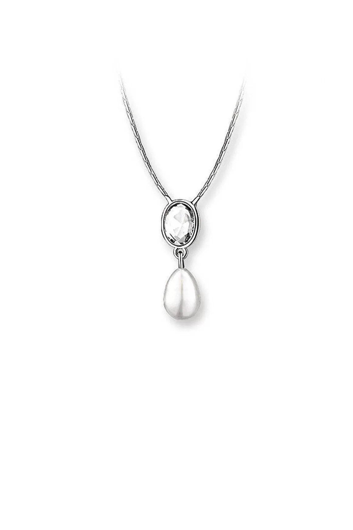 Newbridge Silverware Jewellery Pearl Drop Pendant With Clear Stone Store