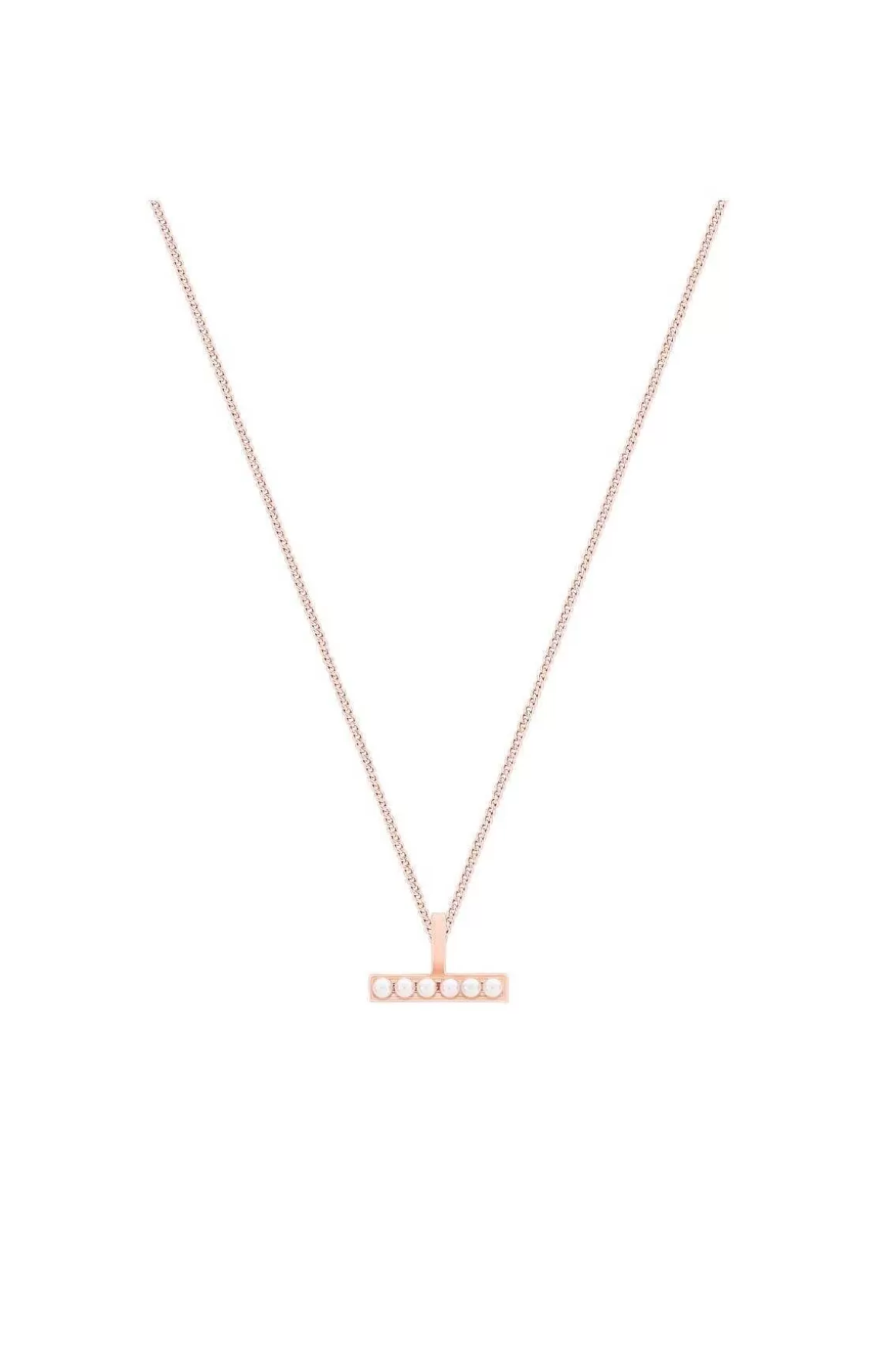 Tipperary Crystal Jewellery Pearl T-Bar Necklace In Rose Gold New