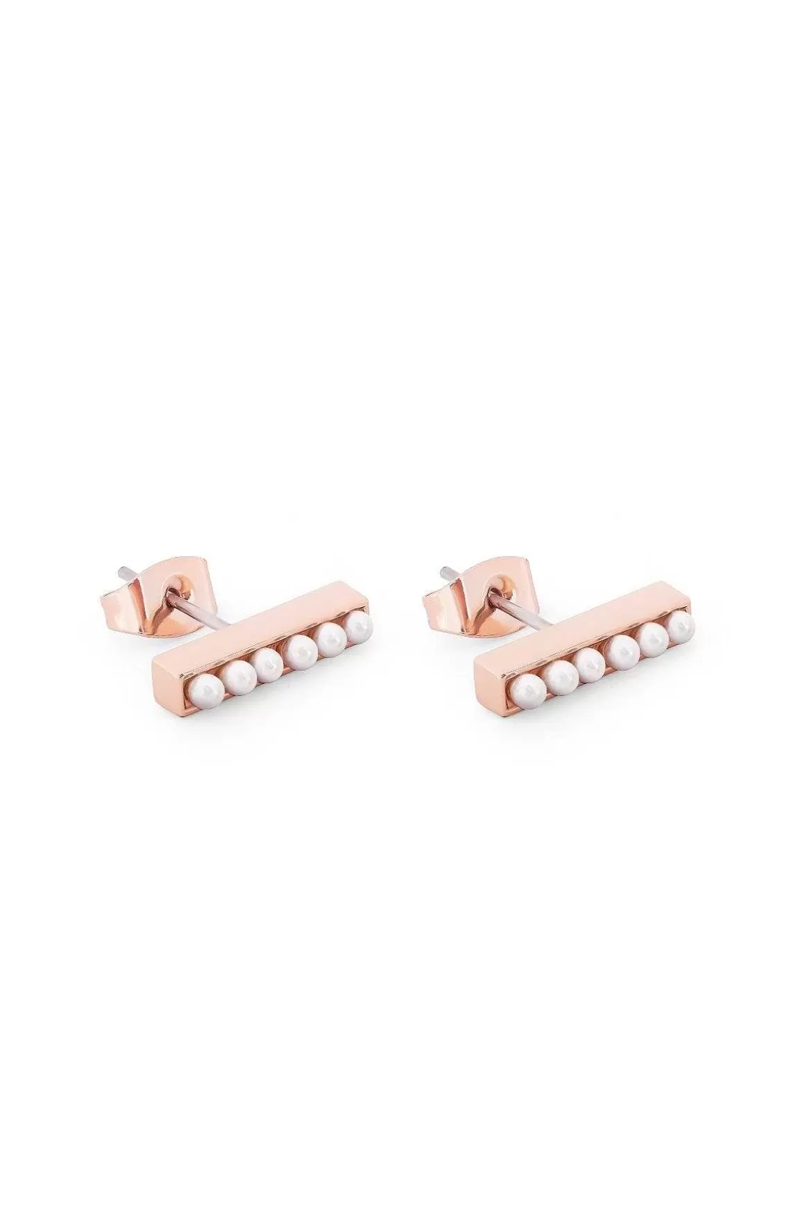 Tipperary Crystal Jewellery Pearl T-Bar Stud Earrings In Rose Gold Sale