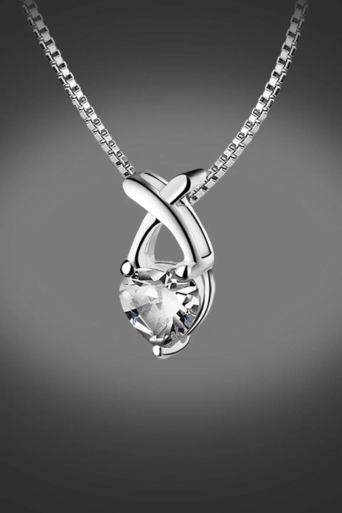 Newbridge Silverware Jewellery Pendant Clear Heart Stone Flash Sale