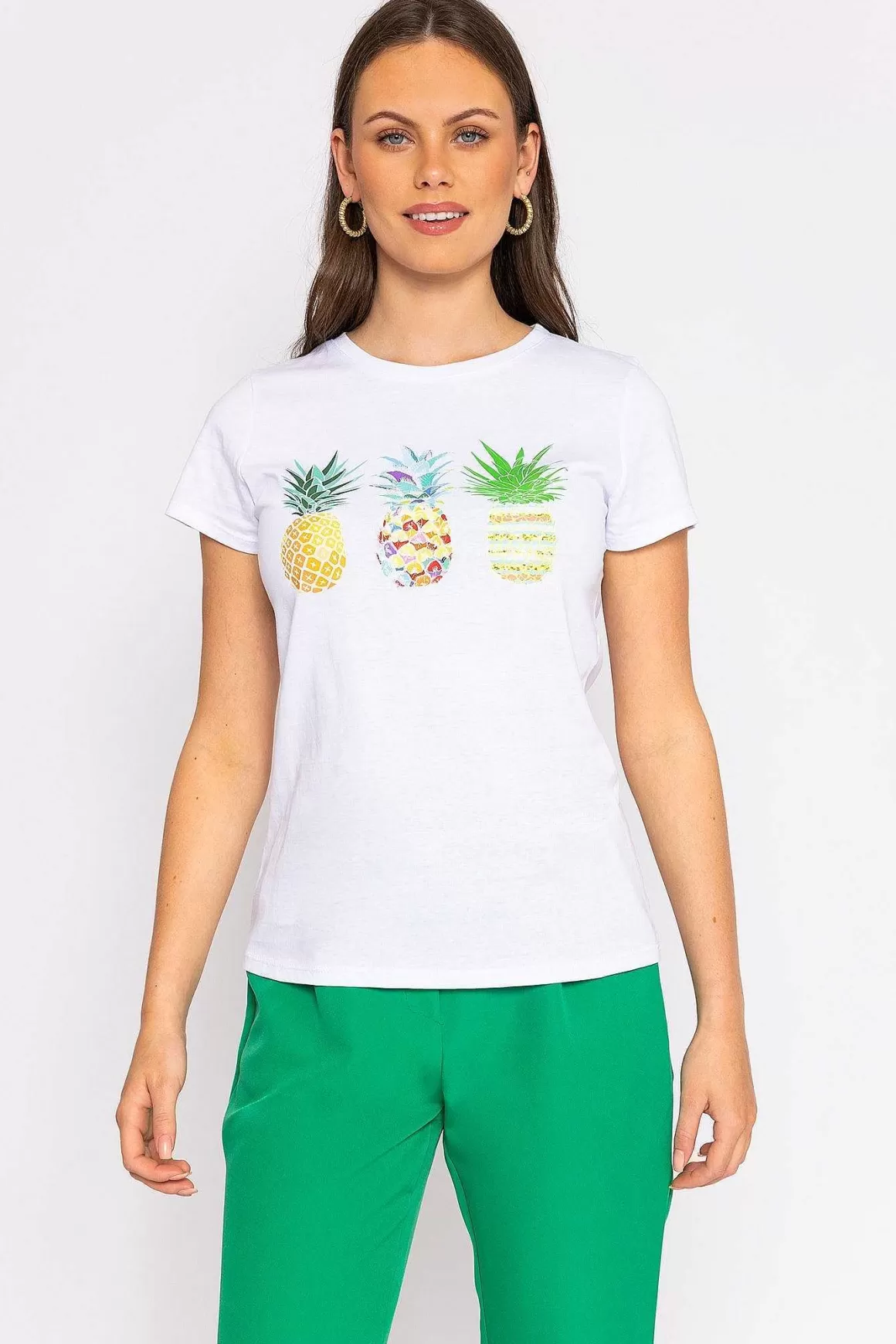 Pala D'oro Pineapple Printed T-Shirt In White Sale