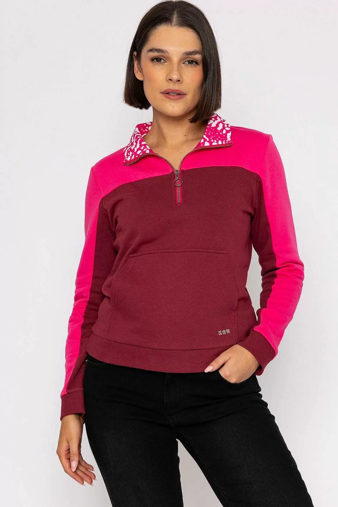 Kelly & Grace Weekend Pink 1/4 Zip Pocket Sweatshirt Online