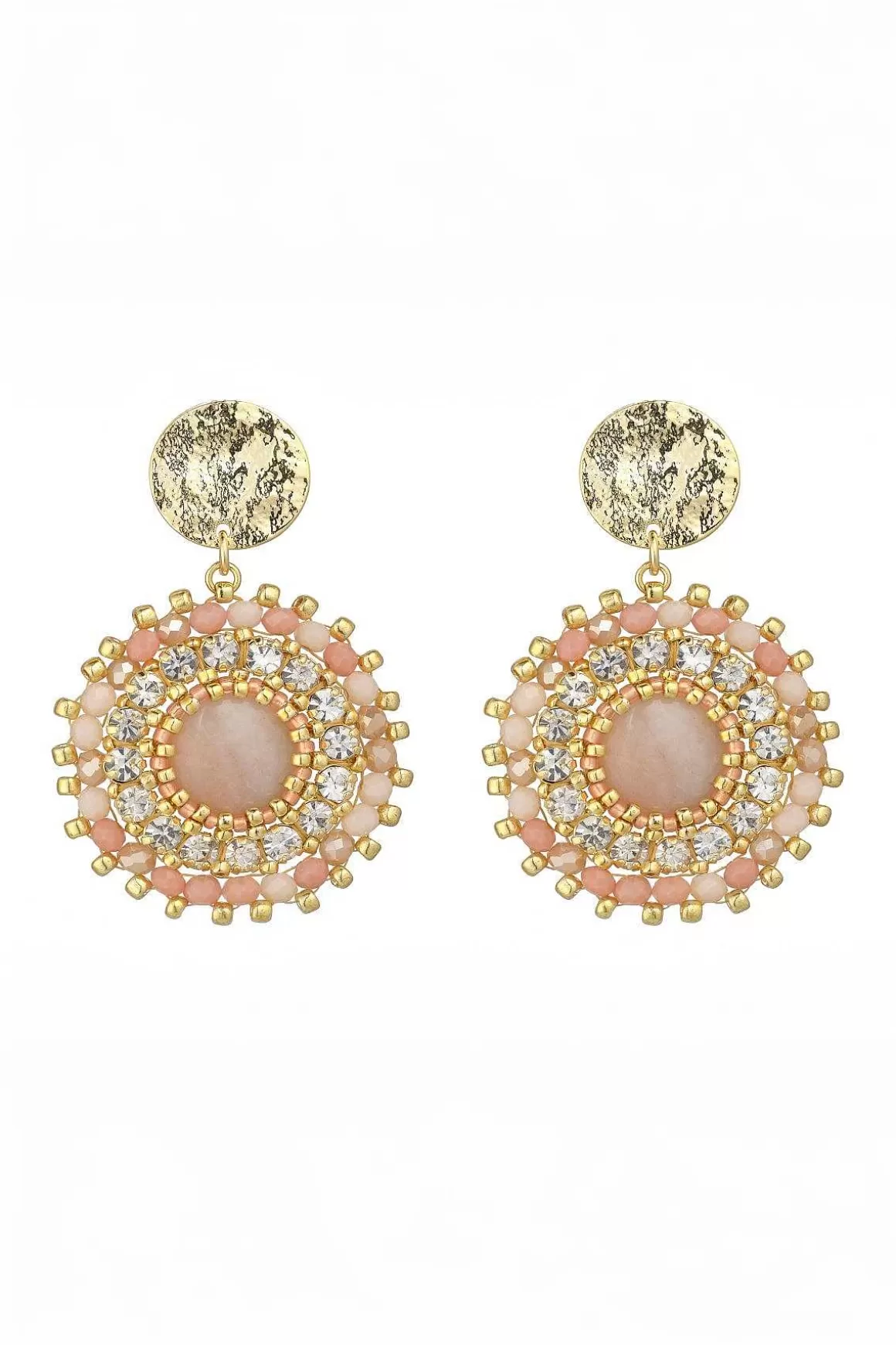 Knight & Day Pink Aventurine Gemstone Statement Earrings Clearance