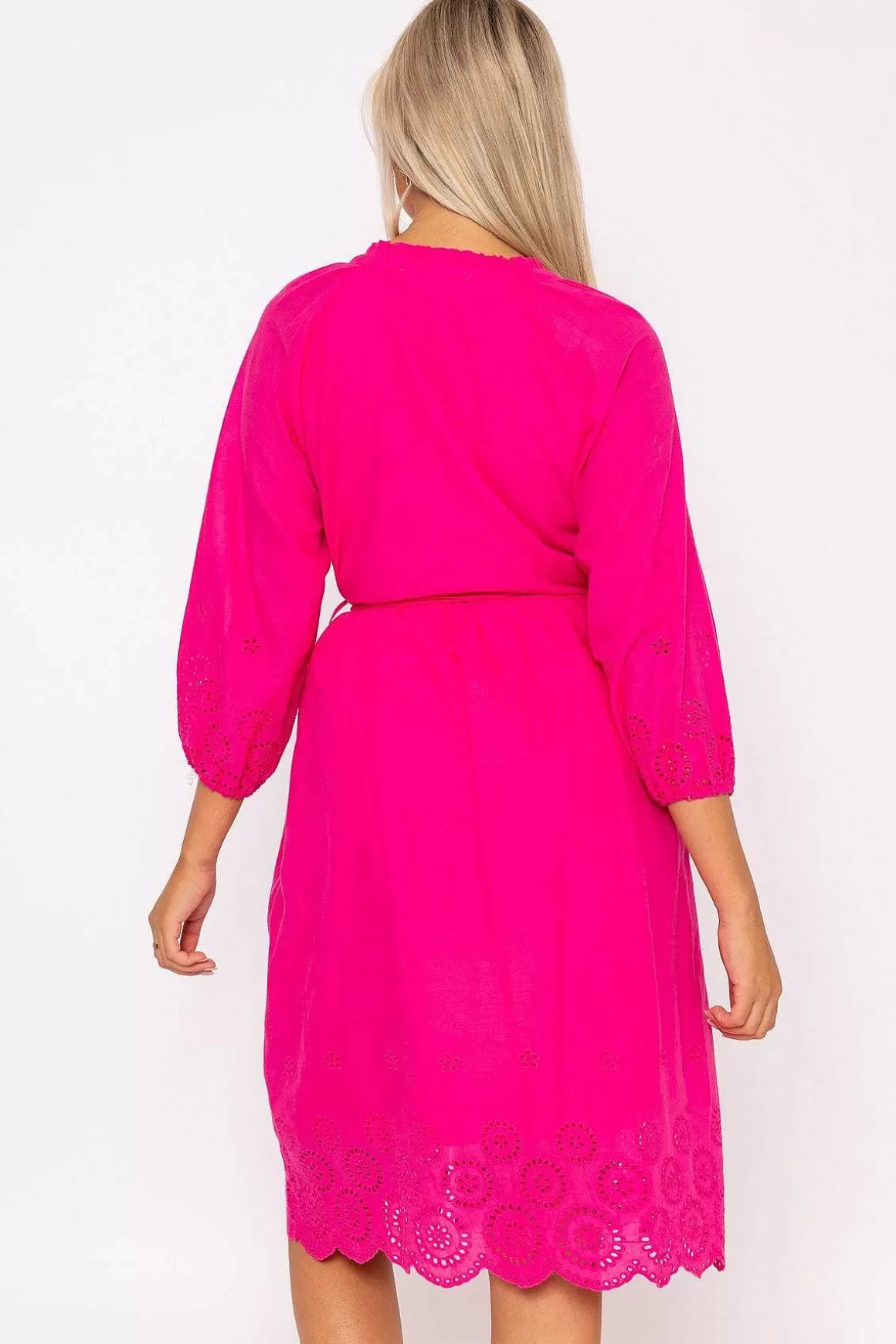 Rowen Avenue Pink Broderie Midi Dress Clearance