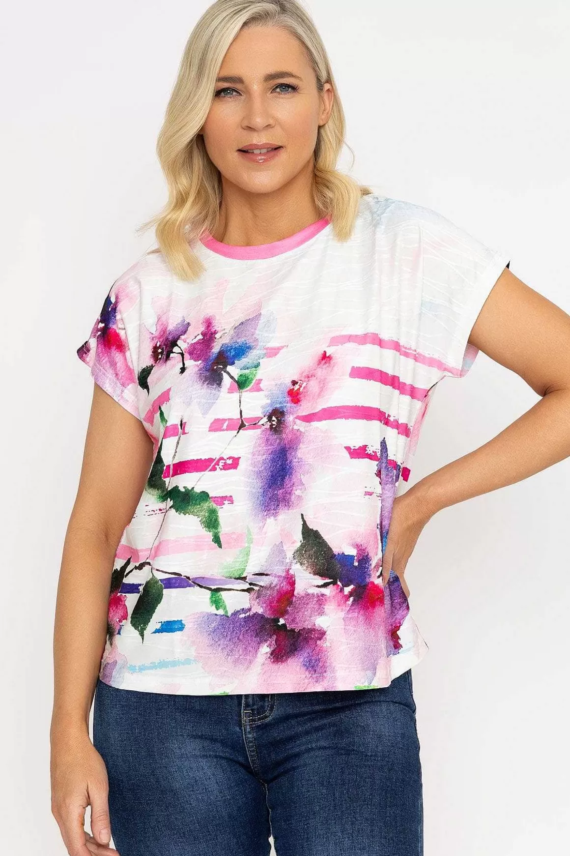 Voulez Vous Pink Printed Jersey Top Best Sale