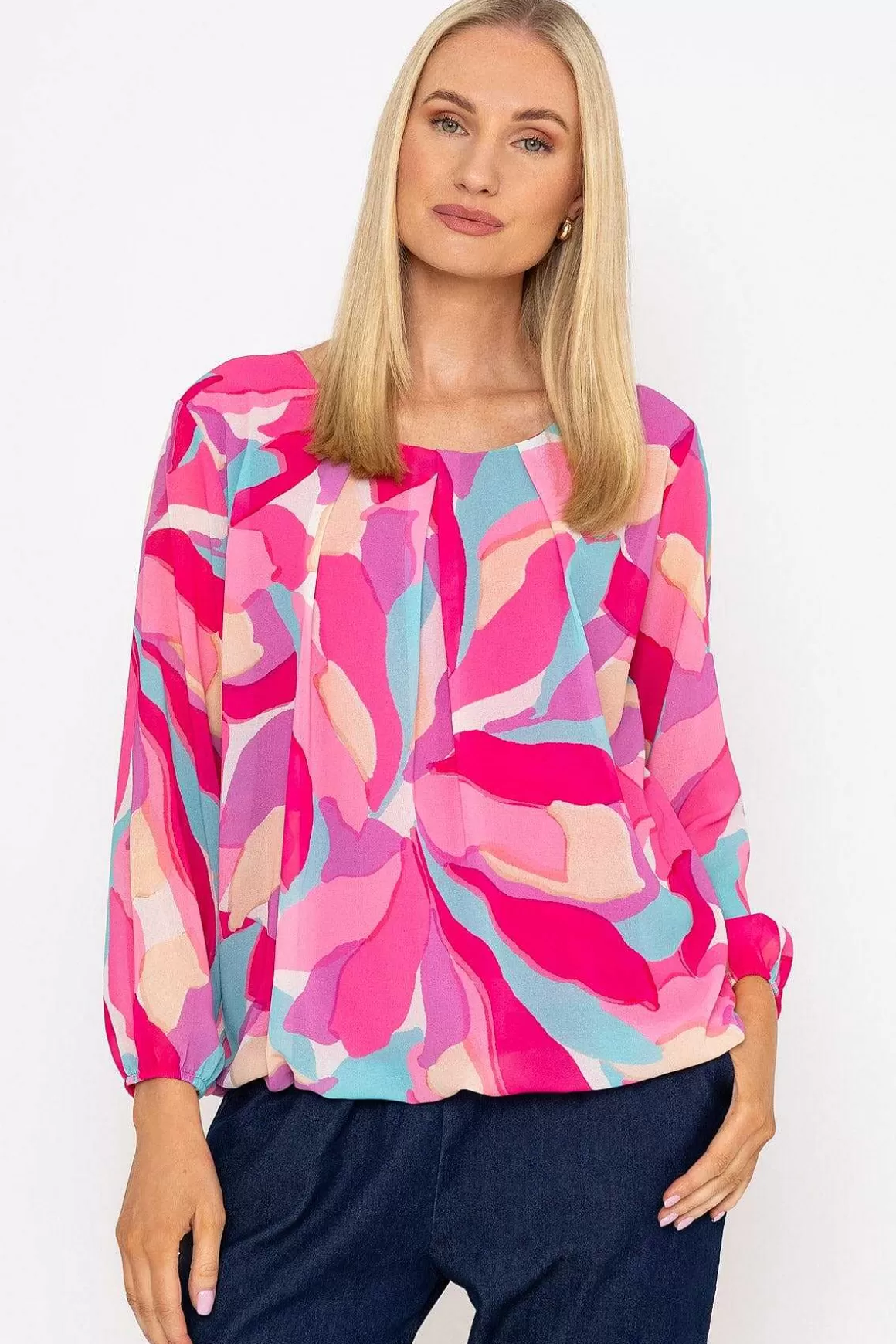 Pala D'oro Pink Printed Long Sleeve Blouse Sale