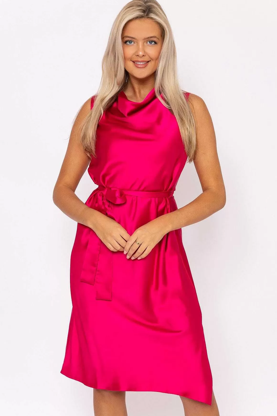 Rowen Avenue Pink Satin Cowl Neck Dress Cheap