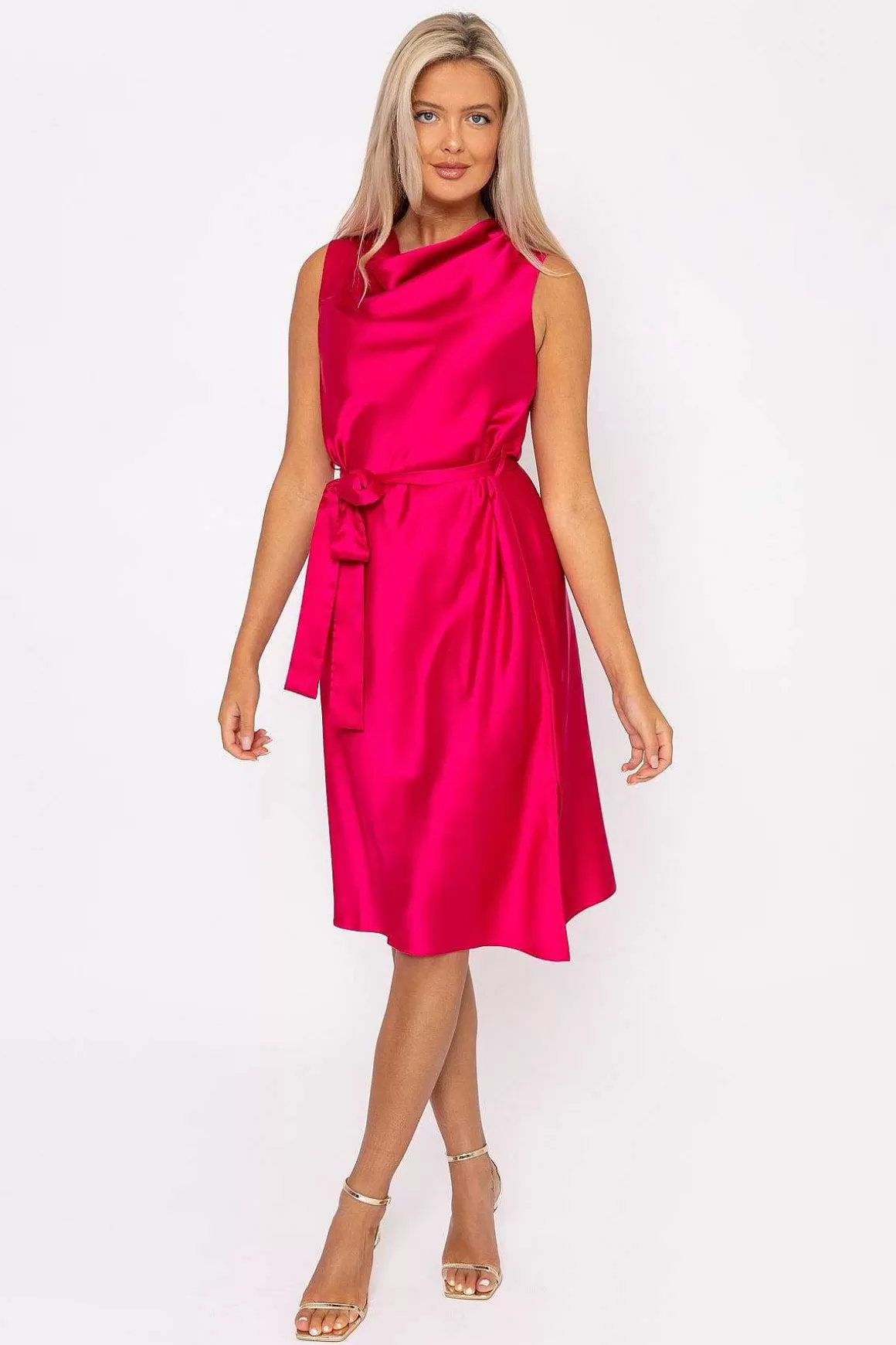 Rowen Avenue Pink Satin Cowl Neck Dress Cheap