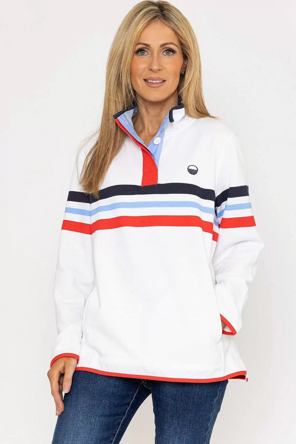 West Quay Pique Stripe Sweatshirt In Ecru Store