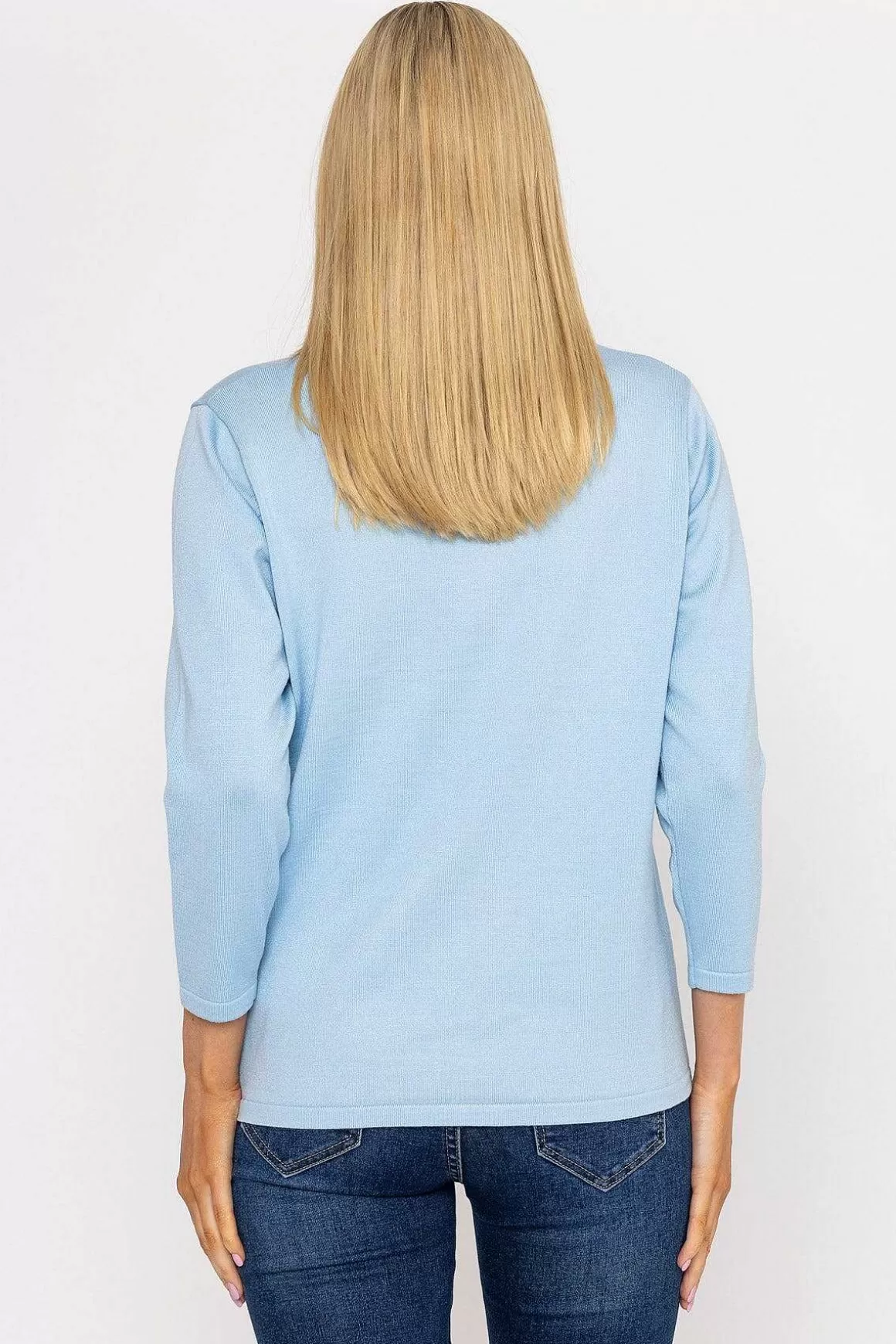 Voulez Vous Plain Knit Sweater With Diamonte Detail In Blue Store