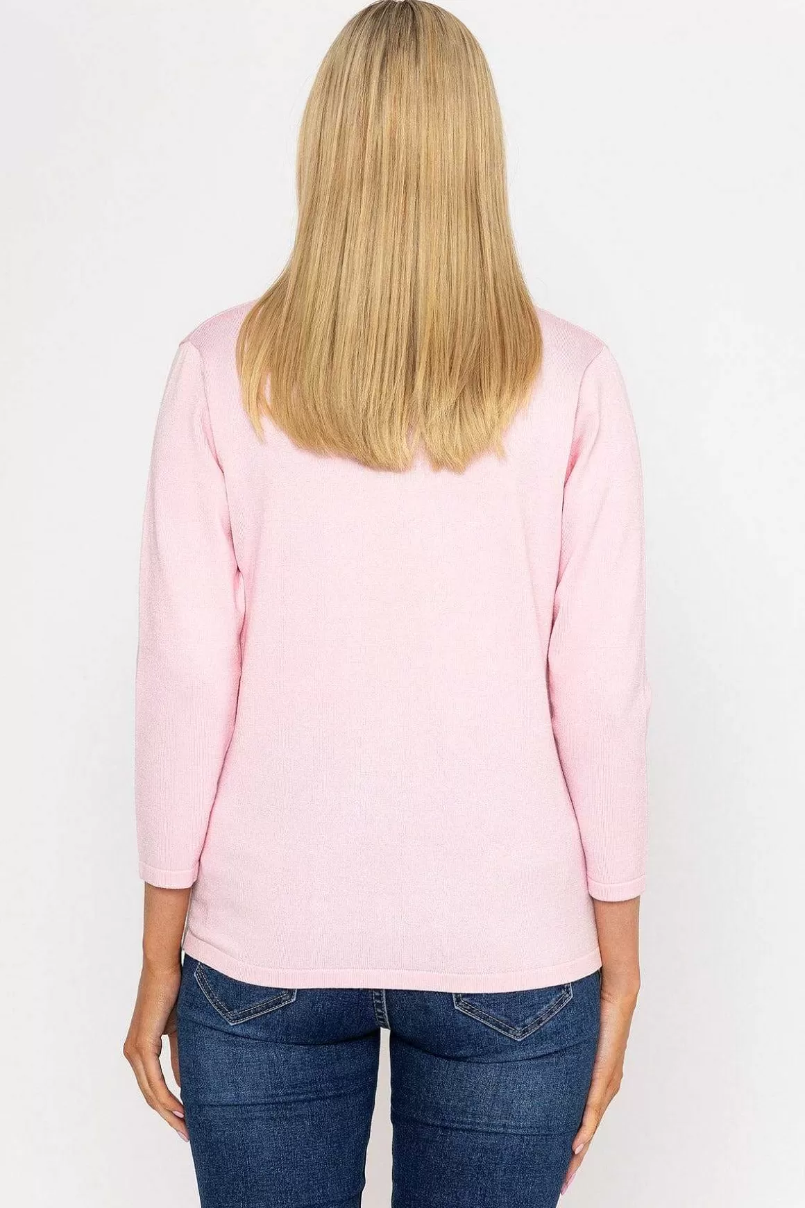 Voulez Vous Plain Knit Sweater With Diamonte Detail In Pink Flash Sale