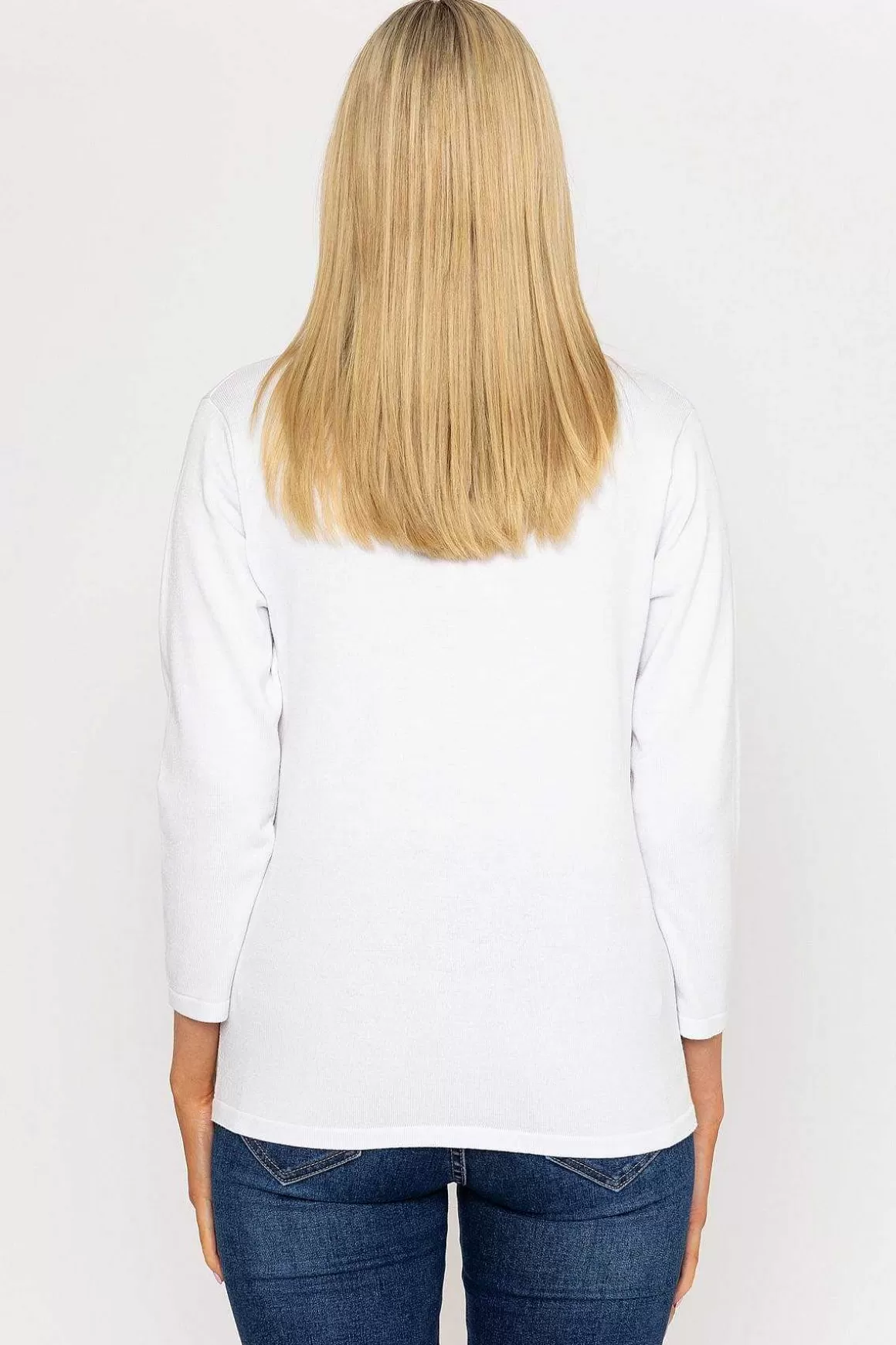 Voulez Vous Plain Knit Sweater With Diamonte Detail In White Hot