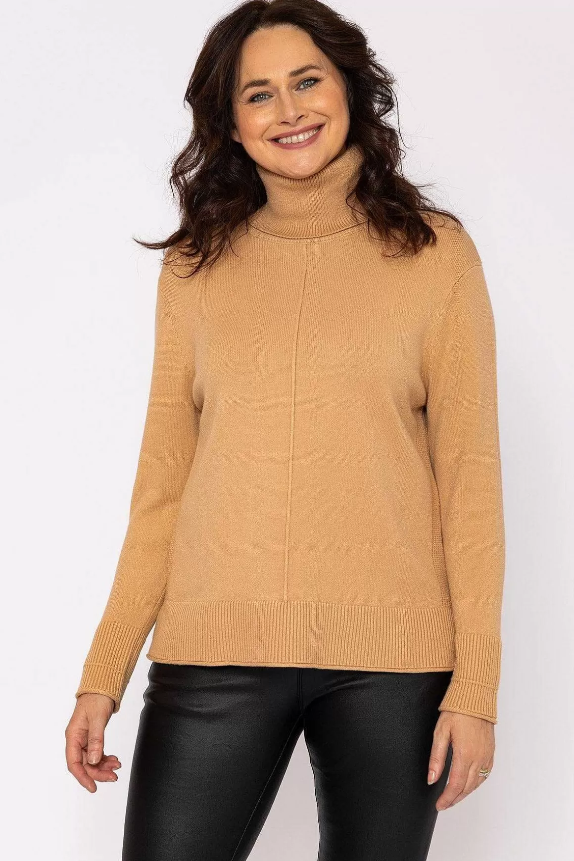 Voulez Vous Polo Knit Jumper In Camel Hot