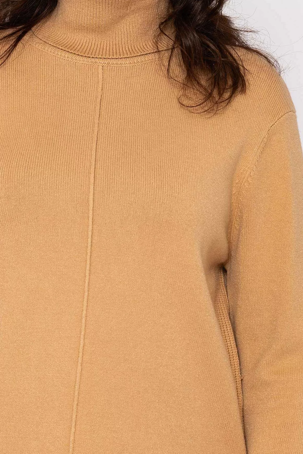 Voulez Vous Polo Knit Jumper In Camel Hot