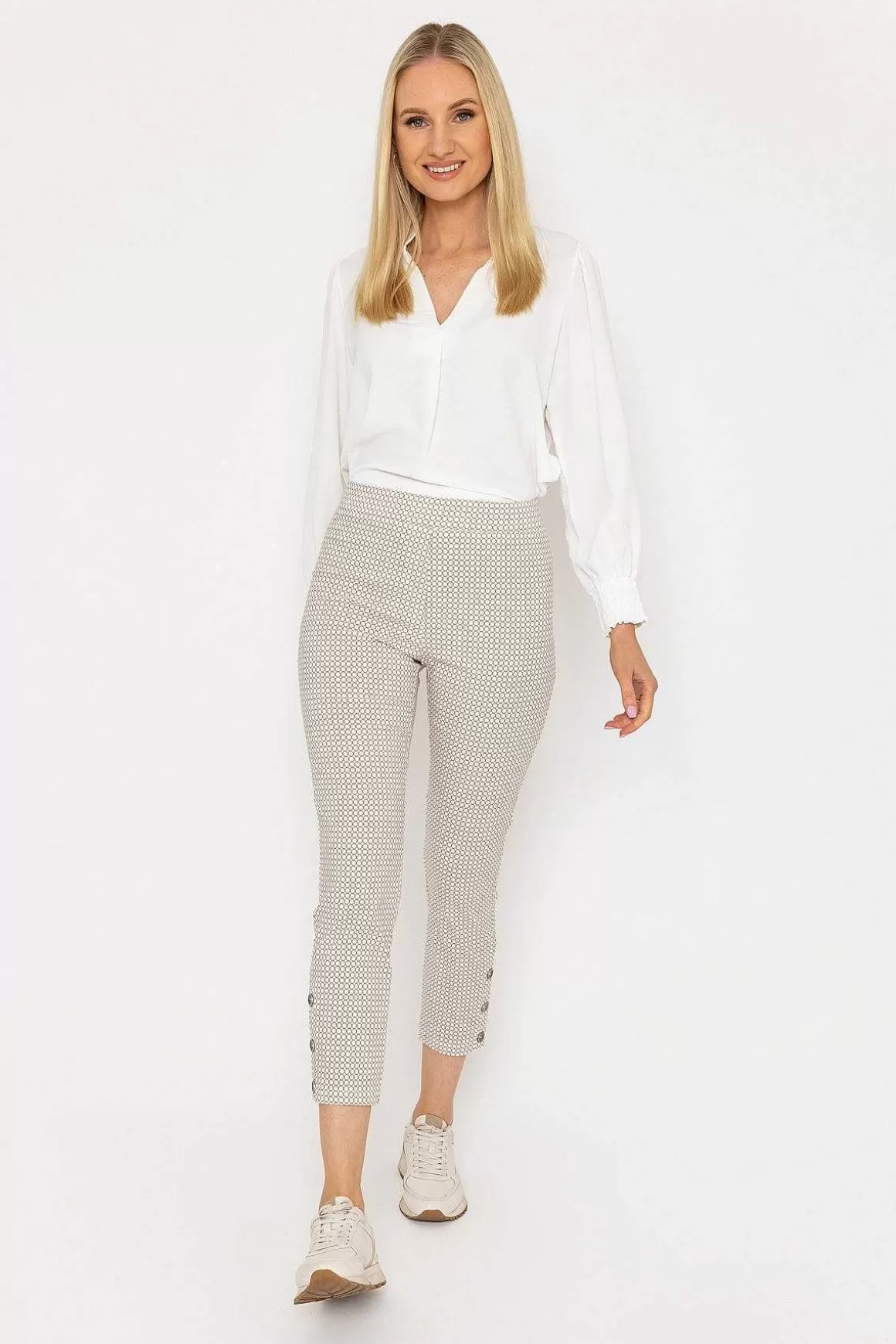 Peruzzi Print Button Trousers In Sand Store