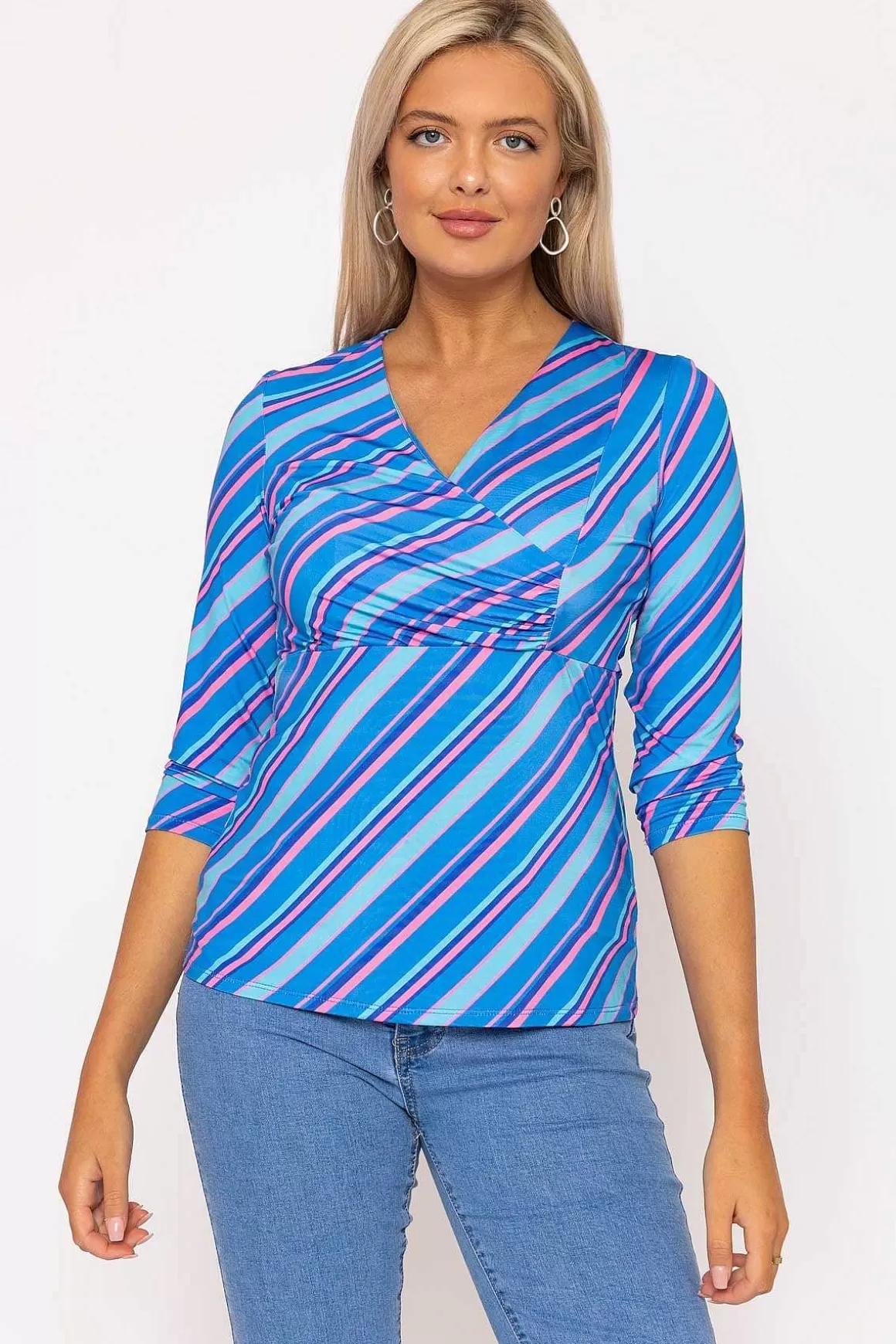 Rowen Avenue Printed Blue Jersey Top Flash Sale