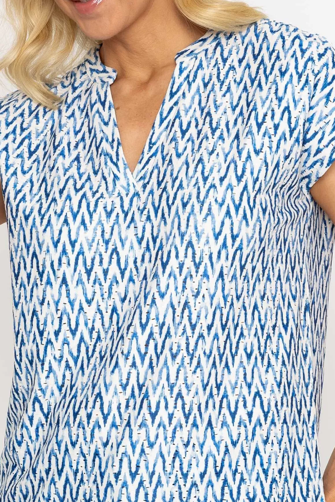 Voulez Vous Printed Blue Jersey Top Shop